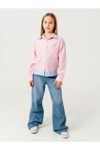 I WILL WEAR TEXTILE Girls' Double Collar Shirt 3152