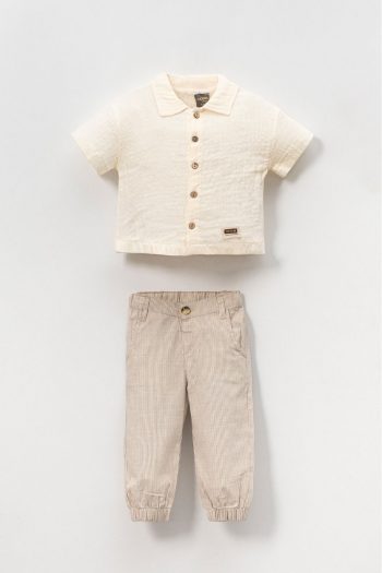 Yns Coolstar Summer Muslin Shirt and Pants Cotton 2 Piece Set