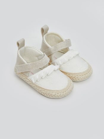 LCW STEPS Beige Woven Sole Velcro Girls' First Step Shoes