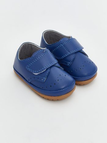 LCW STEPS Mavi Deri Görünümlü Erkek Bebek İlk Adım Ayakkabısı translates to "LCW STEPS Blue Leather-Look Baby Boy First Steps Shoes."