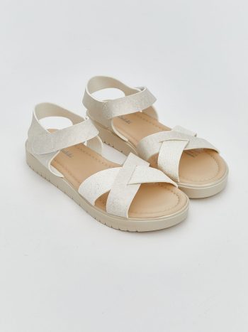 LCW STEPS Bej Ankle-Strap Sandals for Girls