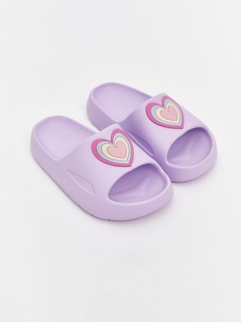 LCW STEPS Lila Heart Printed Girl's Slippers