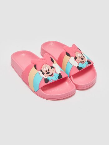 LCW STEPS Pink Minnie Mouse Printed Girls' Slippers