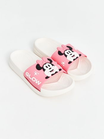 LCW STEPS                                           White Minnie Mouse Printed Girls' Sandals