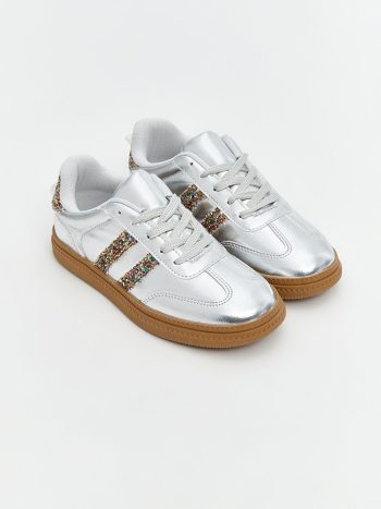 LCW STEPS Gri Laced Stone-Accent Girls' Sports Shoes