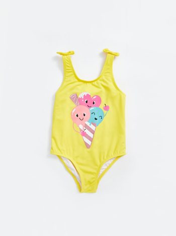 LCW Kids Printed Crew Neck Swimsuit for Baby Girls