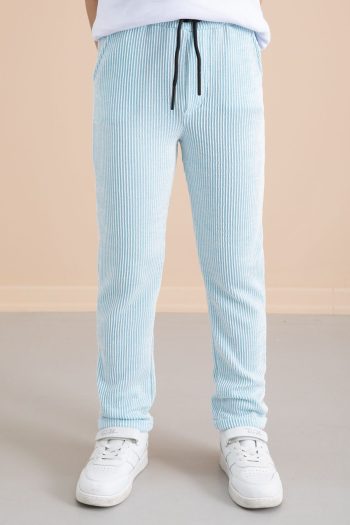 Cansın Mini Striped Blue Elastic Waist Pants for Boys 20375