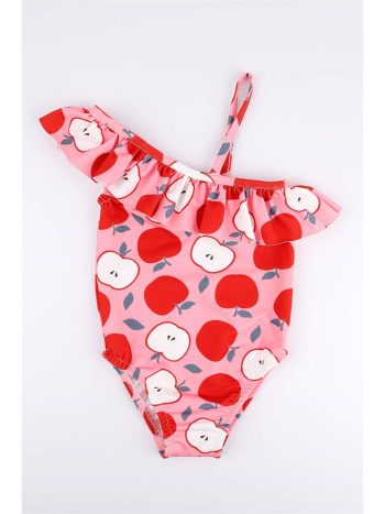Le Mabelle Pink Apple Patterned Girls' Swimsuit