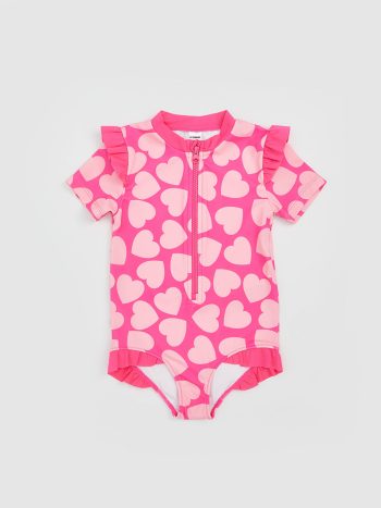 LCW Kids Pink Heart Print Girls' Swimsuit