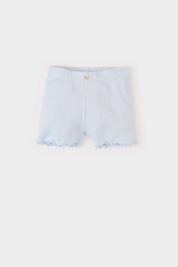 Baby Girl Elastic Waist Ribbed Knit Shorts