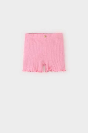 Baby Girl Elastic Waist Ribbed Knit Shorts