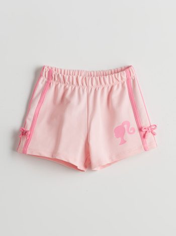 LCW Kids Pink Waist Elastic Barbie Printed Girls' Shorts