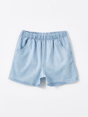 LCW Kids Indigo Belted Basic Girl's Baby Denim Shorts