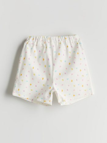 LCW Kids White Floral Gabardine Girls' Shorts