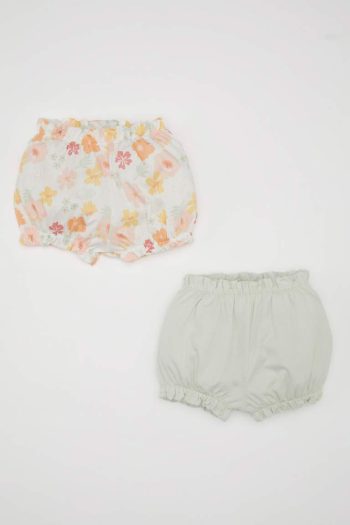 Girl's Floral Cotton 2-Piece Shorts