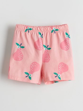 LCW ECO Pink Elastic Waist Printed Girls' Shorts
