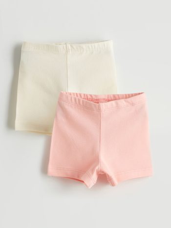 LCW Baby Pink Elastic Waist Shorts for Baby Girls - Set of 2