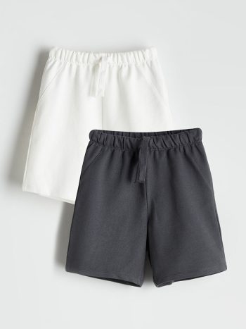 LCW Kids                                                                                          Ecru Belted Elastic Waist Boys' Shorts Set of 2