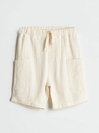 LCW Kids Bej Beli Lastikli Basic Boys' Shorts