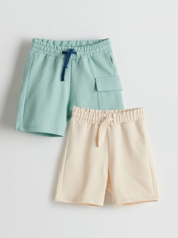 LCW Kids Green Elastic Waist Boys' Shorts 2-Pack