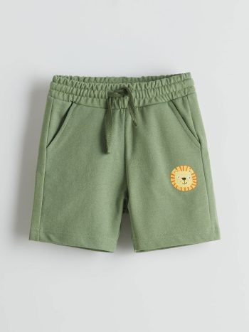 LCW Kids Green Elastic Waist Printed Boys' Shorts