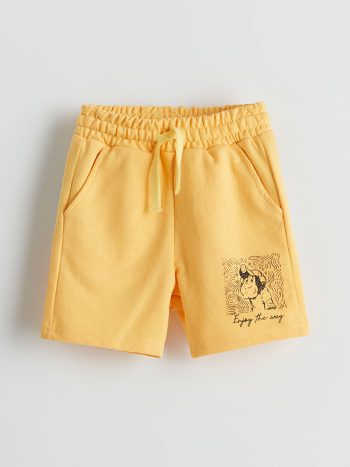 LCW Kids  Sari Beli Lastikli Baskılı Erkek Çocuk Şort  LCW Kids  Boys' Printed Elastic Waist Shorts