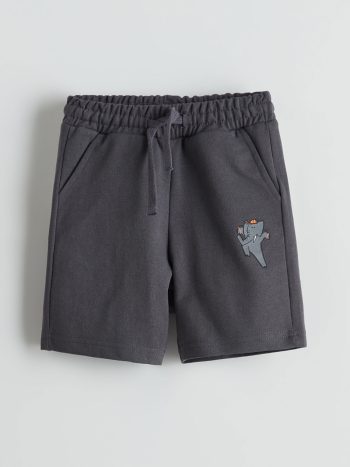 LCW Kids Gray Belted Elastic Printed Baby Boy Shorts