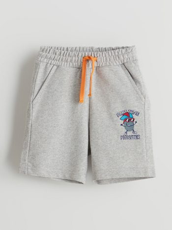 LCW Kids Gray Elastic Waist Printed Baby Boy Shorts