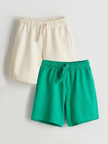 LCW Kids Beaded Waist Elastic Boys' Shorts 2-Pack