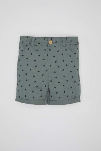 Cactus Printed Gabardine Shorts for Baby Boys