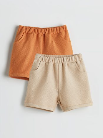 LCW Baby Orange Elastic Waist Basic Baby Boy Shorts (Set of 2)