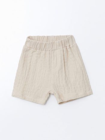 LCW Baby Beige Elastic Waist Cotton Boy's Shorts