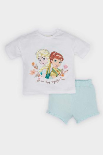 Girls' Frozen 2-Piece Set with Short Sleeve T-Shirt and Elastic Waist Shorts