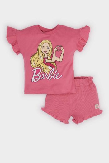 Girl's Barbie 2-Piece Set: Short Sleeve T-Shirt and Elastic Waist Shorts