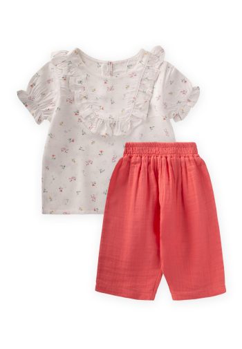Crispy Flower Pattern Baby Set 0-3 Years Cream