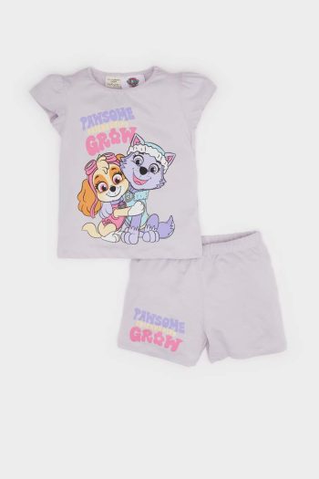 Girl's Paw Patrol Pajama Set - Short Sleeve Cotton Top and Stretchy Waist Pajama Shorts