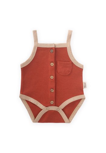 Detailed Waffle Bodysuit 0-3 Years Brick