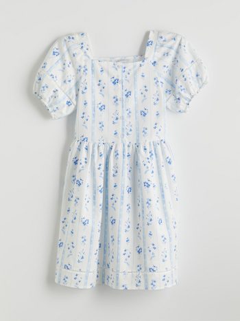 LCW Kids                                                                                           Off-White Collar Floral Dress for Girls