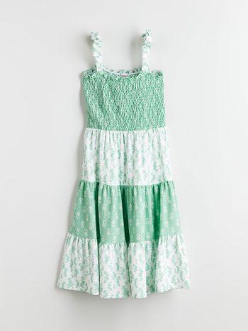 LCW Kids White Square Collar Floral Dress for Girls