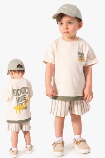 Jikko Baby Back Print Striped Shorts Set for Babies and Kids 2-Piece Set 3603