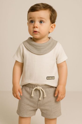 TRENDİMİZBİR Unisex Cotton Scarf Beige Muslin Top and Bottom Set