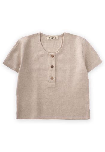 Half Sleeve Linen Blouse 2-7 Years Natural