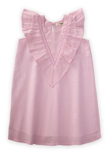 Hem and Back Lace Dress 2-7 Years Pink