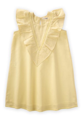 Hem and Back Lace Dress 2-7 Years Yellow