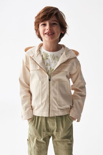 NK Kids 46701 Boys' Cream Hooded Jacket