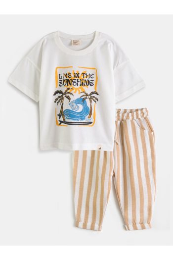 Cotton Trips Printed Summer Set (2-7 Years) - Milky Coffee