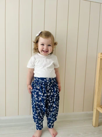 Floral Print Short Sleeve T-Shirt with Harem Pants 2-Piece Set