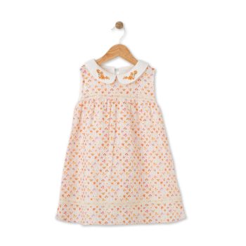 Bloomy Spring Patterned Embroidered Orange Dress