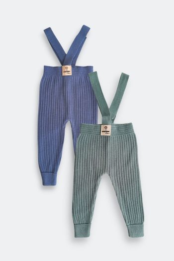 Minytrendy 2-Piece Set Unisex 4 Seasons Adjustable Cross Strap Stretch Knit Baby Leggings Newborn Bodysuit