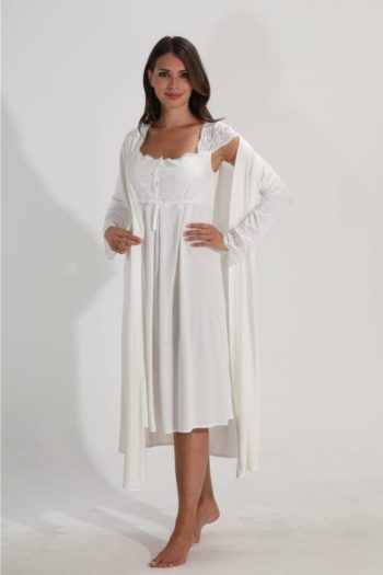 Elit Nehirsel 2092 Maternity Nursing Nightgown and Robe Set